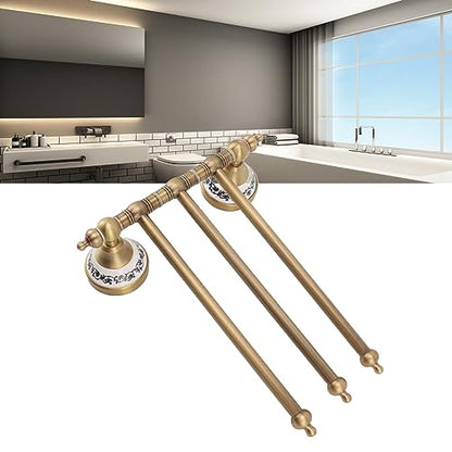 Swivel Towel Rack, Multi arm Brass Bathroom Towel Rack wall Mounted 180° Rotation Thicken Hanger bar for Bathroom for Kitchen (Three Rods) - size: Three Rods