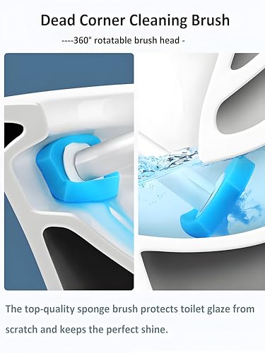 Disposable Toilet Brush Scrubbing 40 Refills Holder Wall Mount | Built-in cleaner, Ergonomic wand, Long handle, No wash, Click-discard - color: 1 Wand + 40 Refills
