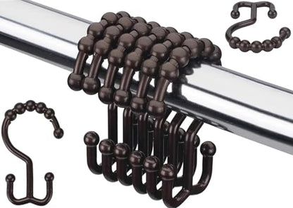 Resze 12 PCS Black Plastic Double Shower Curtain Hooks, Multi-Functional Rings for Bathroom Shower Curtain,Shower Curtain Liner and Kitchen Supplies, etc. - color: Black