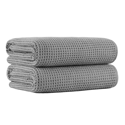 MICROFI New Microfiber Waffle Bath Towels, 2 Pieces, Oversized, Soft, Absorbent, Fast Drying, Lint Free 430 GSM (30''x60''/76cm x 152cm) - color: Gray