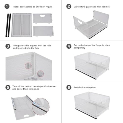 Sliding Cabinet Basket Organizer Drawer Self Adhesive Slide out Pantry Shelves Heavy Duty Carbon Steel Slide Cabinet Storage Basket with Handle for Bathroom Kitchen Home - size: Extended Large