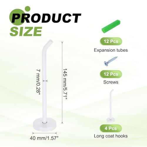 uxcell 4Pcs 5.7 Inch Coat Hooks, Stainless Steel Long Nose Wall Mount Hook, Robe Towel Hangers with Screws for Livingroom Bathroom Closets and Wardrobe, White - color: White, size: 5.7 Inch