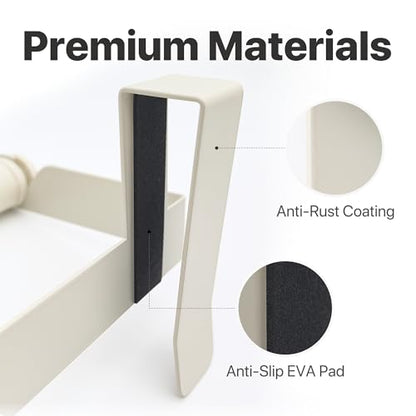 Over The Door Towel Rack No Drill, 12x4.3x3.5 Inch Carbon Steel Hanging Towel Holder for Kitchen Cabinet, Space Saving Towel Bar, 2 Pack - color: Cream White