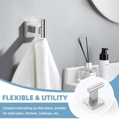 Suyar Bathroom Hardware Set Brushed Nickel, Bathroom Accessories 4 Pieces | Include Robe Hook, Toilet Paper Holder, Hand Towel Holder, Towel Bar, SUS304 Stainless Steel, Wall Mounted - color: Brushed Nickel