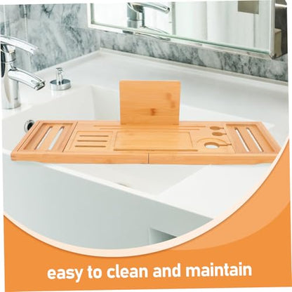 Expandable Bamboo Bathtub Tray Bath Tray for Bathtub Storage Organizer