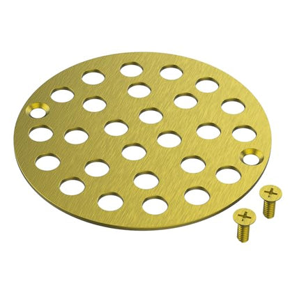 EXF 4 Inch Screw in Round Shower Floor Drain Cover, Stainless Steel Replacement Shower Drain Strainer Hair Catcher Brushed Gold - color: Gold-round