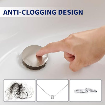 Brushed Nickel Bathroom Sink Drain Pop up Drain Without Overflow Rustproof | Bathroom Sink Stopper with Detachable Strainer Basket All Metal Rustproof Fits 1-1/2" to 1-3/4" Sink Hole by Homevacious - color: Brushed Nickel