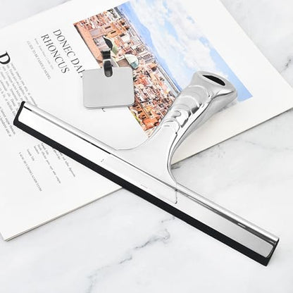 Shower Squeegee Stainless Steel Glass Window Squeegees for Bathroom Door Car Glass with Hook Wiper Cleaner Household Shower Squeegee - color: B