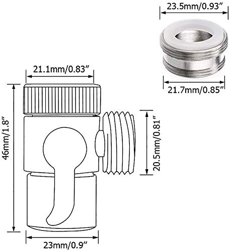 DV09 Kitchen and Bathroom Sink Faucet Diverter Valve with Aerator and Male Threaded Adapter for 1/2" Hose Attachment for Water Diversion Brass