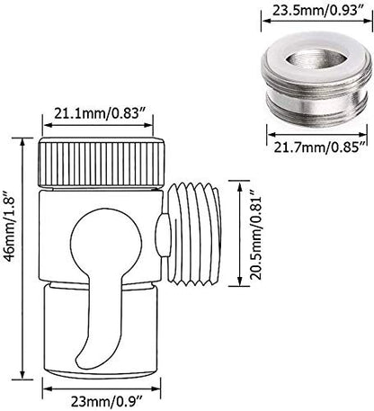DV09 Kitchen and Bathroom Sink Faucet Diverter Valve with Aerator and Male Threaded Adapter for 1/2" Hose Attachment for Water Diversion Brass