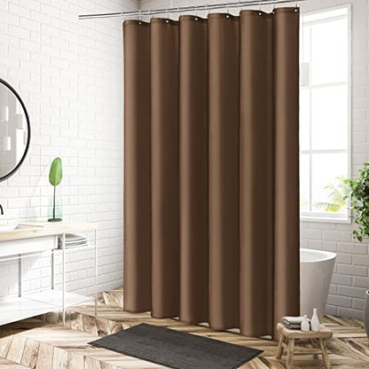 MitoVilla Fabric Small Shower Stall Curtain Liner, 36" W x 72" H Bathroom Shower Curtain Liner, Hotel Quality, Washable, Water Repellent, Brown Bath Shower Liners - color: Fabric - Brown, size: 36"W x 72"L (Pack of 1)