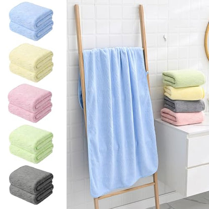 2 Pack Microfiber Towel Set - Quick Drying - Microfiber Velvet Highly Absorbent Towels - Multipurpose Use as Bath Fitness, Bathroom, Shower, Sports, Yoga Towel, 29.5x13.8in