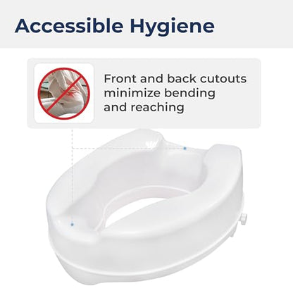 Drive Medical Raised Toilet Seat with Lock, Standard Seat, 4 Inch | Raised Toilet Seat with Lock Adds 4 Inches of Height and Stability to Any Standard Toilet Bowl at Home - size: 4 Inch (Pack of 1)