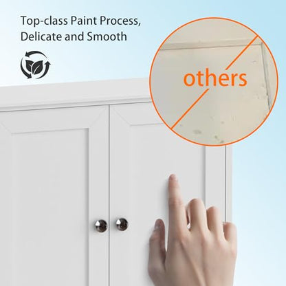 Medicine Cabinet, Over The Toilet Storage Cabinet, 24x30 Inch Wall Mount Bathroom Storage Cabinet with 2 Doors & Adjustable Shelf, Wooden Bathroom Wall Cabinet, White - color: White&silver