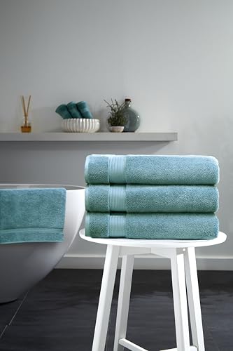 Ozdilek 6-Piece Bath Towel Set, 2 Bath, 2 Hand, 2 Wash, 100% Cotton Turkish Towels, 2 Bath Towels (30x60/550 GSM), 2 Hand Towels (16x30/575 GSM), 2 Washcloths (13x13/600 GSM) (Milky Blue) - color: Milky Blue