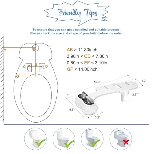 APURE BIDET A121 - Hot and Cold Water Bidet Attachment for Toilet Seat - Dual nozzle - Rear and Feminine Wash- Selfcleaning- Adjustable Water Pressure Non-Electric Bidet Toilet Seat Attachment