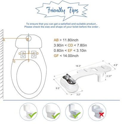 APURE BIDET A121 - Hot and Cold Water Bidet Attachment for Toilet Seat - Dual nozzle - Rear and Feminine Wash- Selfcleaning- Adjustable Water Pressure Non-Electric Bidet Toilet Seat Attachment