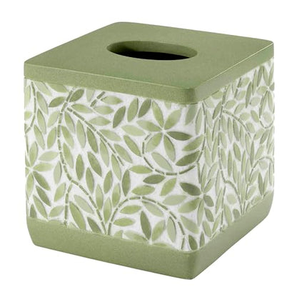 Avanti Linens - Tissue Box Cover, Resin Countertop Accessories, Guest Bathroom Essentials (Stratford Collection, Green) - size: Tissue Box Cover