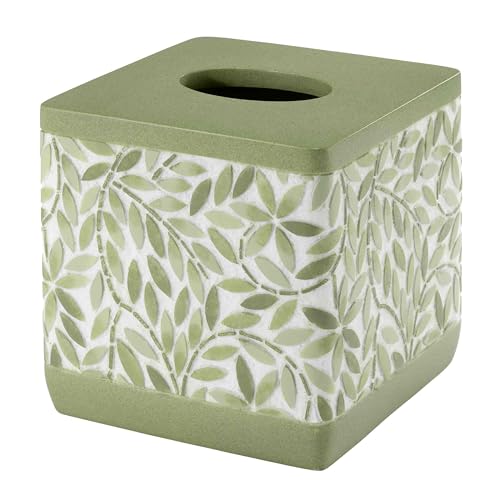 Avanti Linens - Tissue Box Cover, Resin Countertop Accessories, Guest Bathroom Essentials (Stratford Collection, Green) - size: Tissue Box Cover
