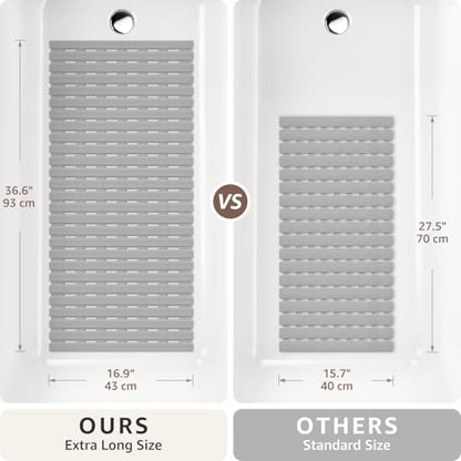 OTHWAY Non Slip Shower Mat, 36.6" x 16.9" Soft Bath Mat for Tub Non Slip, Anti Slip Shower Mat with Suction Cups, Easy to Cut Shower Floor Mat, Machine Washable Bathtub Mat, Light Grey - color: Grey