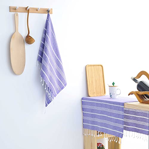 Cacala 100% Turkish Cotton Kitchen Tea Towels, Highly Absorbent Luxury Soft Quick Drying Dish Towel with Hanging Loop for Gym, Yoga, Bath, Sports, Cleaning and Kitchen (23 x 36), Dark Purple - color: Dark Purple