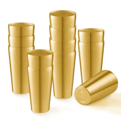 12 Pack 18.6 oz Stainless Steel Insulated Cup, Double Wall Vacuum Metal Cup, Reusable Camping Cups Unbreakable Indoor Outdoor for Party, Home, Office, BBQ, Gold - color: Gold, size: 12PC-18.6OZ