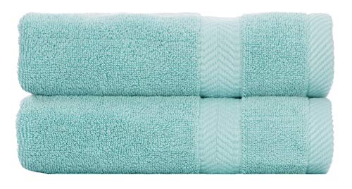 BY LORA 660 GSM Bath Sheet Set of 2, 35 x 65 in Extra-Large Vat-Dyed 100% Ring-Spun Cotton Terry Towel, Hotel Quality, Nautical Teal - color: Nautical Teal