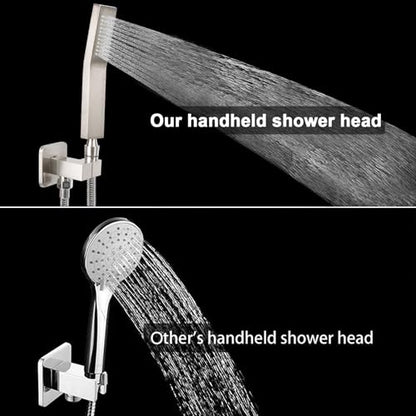 NearMoon Hand Held Shower Head, Luxury High Pressure Shower Kit with Wall Connector and Hose Set, for Bathroom Showering System Contemporary Square Style (Brushed Nickel) - color: Brushed Nickel