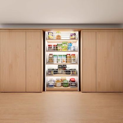 Pull Out Cabinet Organizer 22" W x 21" D, Chrome | Slide Out Kitchen Shelves, Heavy-Gauge Wire Storage Drawer, Ball-Bearing Glides, 100 Lb Capacity, Min 23" Cabinet Opening - size: 22" W x 21" D