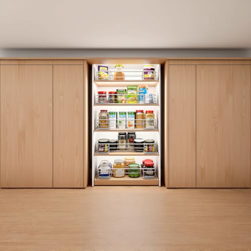 Pull Out Cabinet Organizer 20" W x 21" D, Chrome | Slide Out Shelves for Kitchen Cabinet, 100 lbs Capacity, Smooth Ball-Bearing Glides, Heavy-Gauge Steel Wire, Fits 21" Opening - size: 20" W x 21" D