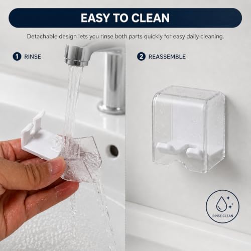 Toothbrush Holders for Bathroom Wall Mounted, 2 Pack Flip Cover Toothbrush Holder with Drainage, Self Adhesive Toothbrush Organizer for Electric Toothbrush, Manual Toothbrush, Shower, Mirror, Tile (2)