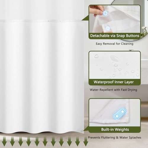 No Hook Shower Curtain and Liner Set, Waterproof Farmhouse Shower Curtain with Weighted Hem and Sheer Top Window, Double Layer Garden Floral Shower Curtains for Bathroom, 71x74 Inches - color: Spring Garden