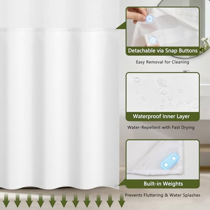 No Hook Shower Curtain and Liner Set, Waterproof Farmhouse Shower Curtain with Weighted Hem and Sheer Top Window, Double Layer Garden Floral Shower Curtains for Bathroom, 71x74 Inches - color: Spring Garden