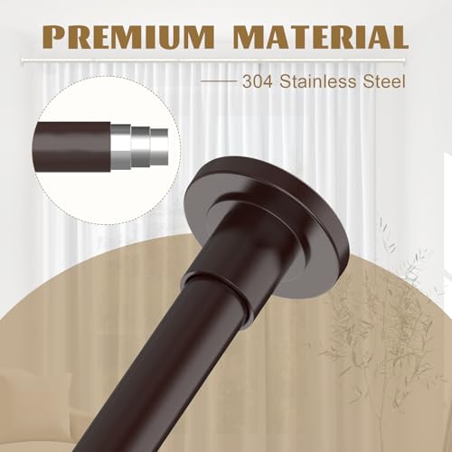 GXOACKJ Brown Shower Curtain Rods - 31-80 Inch Spring Tension Shower Rods for Bathroom, Adjustable, No Drilling, No Rust, Stainless Steel - color: Brown, size: 31-80