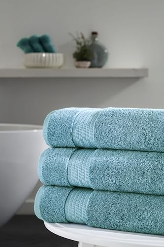 Ozdilek 6-Piece Bath Towel Set, 2 Bath, 2 Hand, 2 Wash, 100% Cotton Turkish Towels, 2 Bath Towels (30x60/550 GSM), 2 Hand Towels (16x30/575 GSM), 2 Washcloths (13x13/600 GSM) (Milky Blue) - color: Milky Blue
