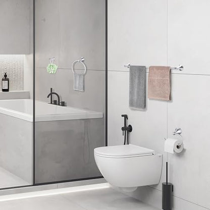 Brushed Nickel Bathroom Hardware Set Wall Mounted Brushed Nickel Accessories Set 4 Pieces Bathroom Hardware Set, 23.6 inch Towel Bar | Towel Hook | Toilet Paper Holder | Hand Towel Holder - color: Nickel