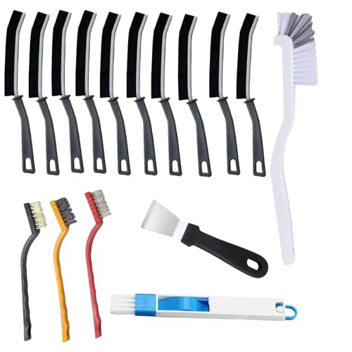 16 Pcs Crevice Cleaning Brush Set Multifunctional Hard Bristle Gap Cleaning Supplies Tool for Kitchen Window Track Grout Shower Cup Sink Corner Toilet Bathroom Cleaning Brushes Small Spaces