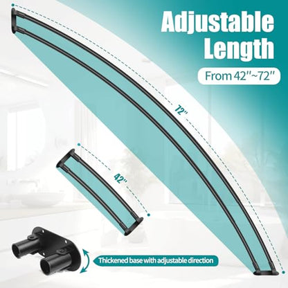 Double Curved Shower Curtain Rod 42 to 72 Inches Elegant Double Shower Curtain Rod Adjustable Wall Mounted Double Shower Curtain Pole for Bathroom (Black, 42 to 72") - color: Black 1, size: 42"-72"