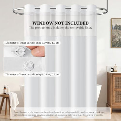 70x57 Waterproof Fabric Snap-in Shower Curtain Liner Replacement White | Machine Washable & Hotel Quality, 1 Pack Detachable Soft Durable Premium Cloth Shower Curtain Liner with 3 Weighted Magnets - size: 70"W x 57"L (Pack of 1)