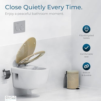 SANILO Wooden Toilet Seat with Soft Close [ELONGATED] - Decorative, Quiet & Slow Close Molded Wood Seat - With Strong Bumpers & Hinges - Adjustable Fit - Hosta - color: Hosta