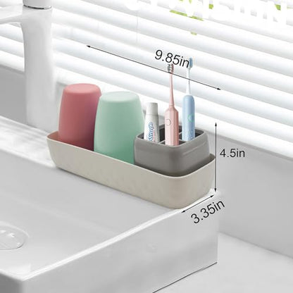 Kids Toothbrush Holder with Cups, Electric Toothbrush & Toothpaste Storage Holder, Bathroom Accessories Set Home, Dorm, Hotel Use - color: Green & Red