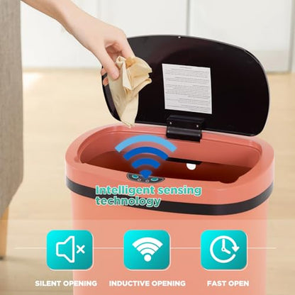 PayLessHere | 13 Gallon Plastic Trash Can | Pink | Automatic Touchless Lid with Motion Sensor | Kitchen Garbage Can with Waterproof Design | for Home, Office, Bathroom | Pack of 1 - color: Pink