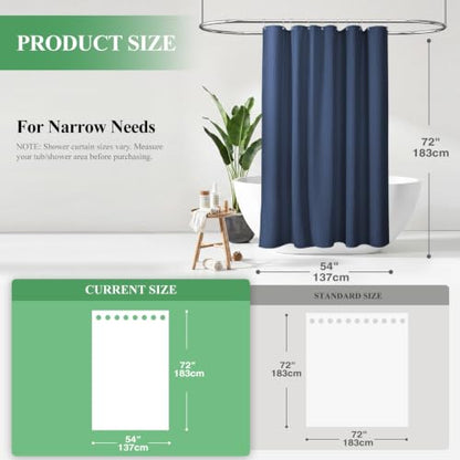 Stall Waffle Shower Curtain 256 GSM Heavy Fabric 54x72 Navy Blue | 54 Inch Wide, Thick Polyester Cloth, Weighted Hem, Water Repellent, Washable Hotel Shower Curtain Set for Bathroom 10 Hooks - color: Navy Blue, size: 54"W x 72"L (Pack of 1)