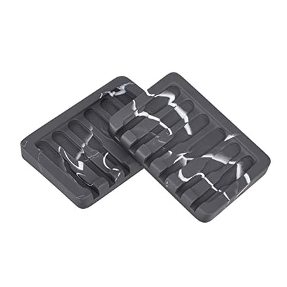 INIUNIK Self Draining Soap Dish - Marble Look Soap Holder Tray Savers Box Container Sponge Holder for Bathroom Shower Kitchen, Black - color: Black-1 Pack