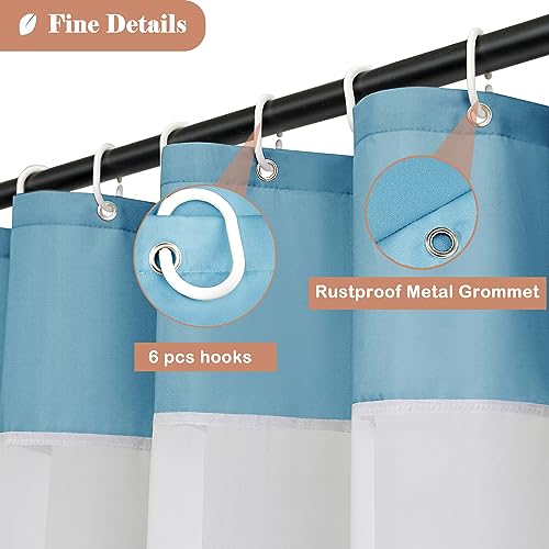 UFRIDAY 36x72 Inch Stall Shower Curtain with Mesh Window,Soft Fabric Solid Bathroom Curtain with Hooks, Weighted Hem, Heavy Duty, Water Repellent, Light Blue - color: Light Blue, size: 36"W x 72"L (Pack of 1)