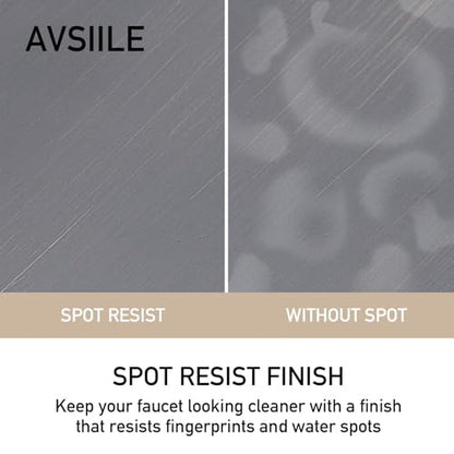 AVSIILE LED Bathroom Sink Faucet, Matte Black Waterfall Single Hole Handle Vanity Faucets for Sinks 1 Hole with Metal Pop Up Drain and 2 Water Supply Lines, Side Handle - color: Matte Black