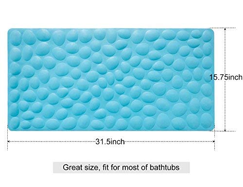 Non-Slip Bathtub Mat OTHWAY Soft Rubber Bathroom Bathmat with Strong Suction Cups (Blue) - color: Blue, size: 31.5" x 16" (Rectangular)