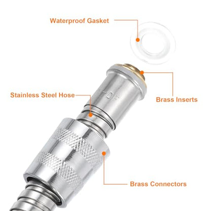 uxcell Shower Hose 79 Inches Extra Long Stainless Steel Handheld Shower Flexible Hose Replacement with Brass Connectors Anti-Explosion Anti-Kink Leakproof Hose, Silver - color: Silver, size: 2m