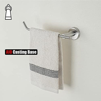 JQK Hand Towel Bar, Stainless Steel Towel Ring for Bathroom, 9 Inch Necklace Holder Brushed Finish Wall Mount Left Hand, TR101-BN - color: Brushed, size: 9 Inch (Left)