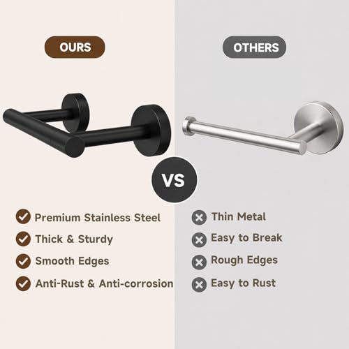 Toilet Paper Holder and Hand Towel Ring Bathroom Set | Matte Black,Stainless Steel,Wall Mount,Bathroom Accessories,Hand Towel Ring and Toilet Paper Holder Set,Easy to install - color: Matte Black